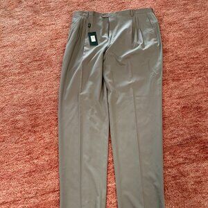 Zanieri 46 Pleated Pants Olive Wool Italy